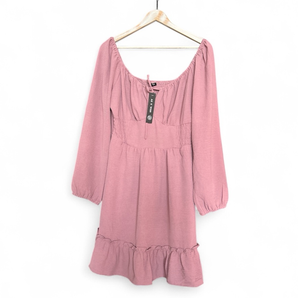 As U Wish Mauve Gathered Dress Large NWT